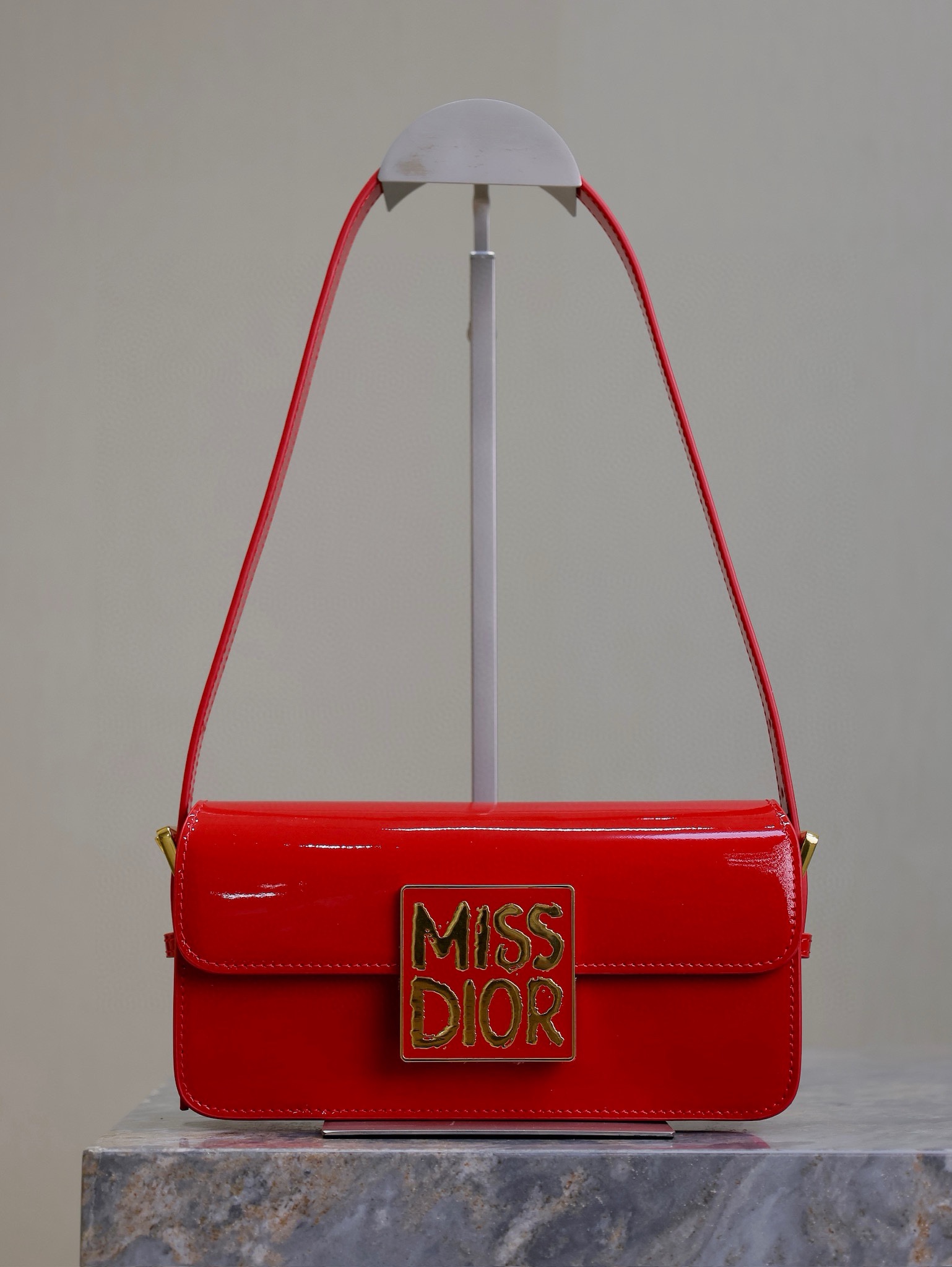 Miss Dior Flap Bag Red Patent Calfskin